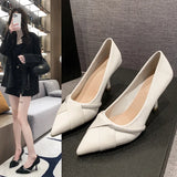 Shoes Female Spring And Autumn New Thin Heel Temperament White Wedding Wedding Shoes French Pointed Small Fragrant Wind Fashion Single Shoes