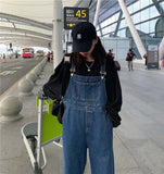 Womens Blue Fall Outfits American High Waist Wide Leg Denim Overalls for Women Jumpsuit Pants Plus Size Jumpsuits