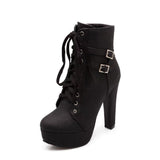 Cross-Tie Martin Boots Boots High Heel Women's Shoes Waterproof Belt Buckle Low-Spring Women's
