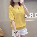 Zingj Out Net Shirt Female New Loose Head Large Size Jacket Thin Knit Air Conditioning Shirt Short Sleeve Summer Dress Student T-Shirt-Outfit