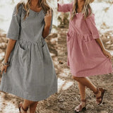 Striped Dress Women Vintage Half Sleeve Pockets Dresses 2019 Plus Size Casual Baggy Sundress Female Vestido