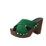Summer New Korean Version Of The Toe Thick Toe Cool Drag Thick Hedging And Waterproof Slipper Women Cross With High Heel Large Size Women's