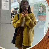 Zingj Korea East Gate Soft Waxy Pit Knitting Cardigan Women's Autumn Winter New Style With Lazy Wind V-Neck Sweater Coat-Outfit