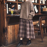 Plaid Women Pleated Skirts 2020 Japanese Style Autumn Long Girls Skirt Female Korean Winter Warm Thick Mujer Midi