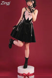 Dress Pink Bow Hotsweet Women Y2k Bandage A-Line Fashion High Street Sweet Velvet Camisole Dresses Slim Waist