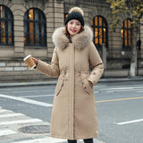 Long Two Wear Cotton Dress Korean Version Over The Knee Pie To Overcome The Slim Hair Collar And Velvet Padded Clothes Female 2023 Unloading Windbreaker-Outfit