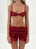 Ruched Bralette And Mini Skirt Set-Outfit