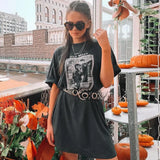 Heart Long T-shirt Women Summer Cotton Graphic Fade Vintage Tees Tops 2021 Femme Fashion Shirt Dress Oversized