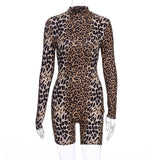 fashion women fall skinny autumn clothes leopard print striped long sleeve fitness playsuit jumpsuit bodysuit