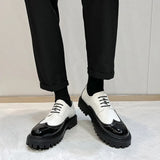 2025 New Youth Round Head Patchwork Color Bright Face Fashion British Casual Daily Leather Shoes Male