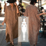 Sexy Cold Shoulder V Neck Bats Sleeve Loose Summer Beach Dress Plus Size Women Beachwear Kaftan Black Dress