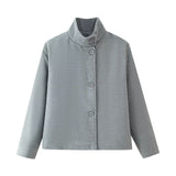 Winter Women's Fashion With Pure Color Single Buckle Collar Loose Wool