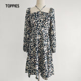 2021 New Women Sexy Dresses Long Sleeve Button Flowers Print Casual Ladies Mini Ladies