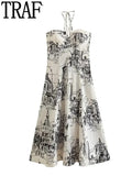 Print Halter Long Dress Women Off Shoulder Corset Dress Woman Backless Sexy Summer Dresses Elegant Party Dresses For