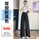 Anti-Frinkle Silk Linen Pants Women Summer Thin Ice Silk Cotton High Waist Hanging Mountain Suit Wide Leg
