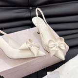 And Summer 2025 New JC Fairy Wind Hand Empty Pedal Sandals Bows And Flowers Pointed