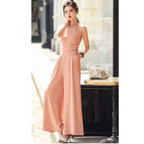 Women Jumpsuit Sleeveless Playsuit Clubwear Straight Leg Bandge Elegant Office Lady