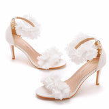 Cm Light Mouth With High-Heeled Sandals White Flowers Light Sandals Fine Heel Fish Mouth Wedding Wedding Wedding