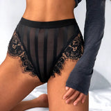 Women Sexy Underwear High Waist Lace Briefs Breathable Floral Translucent Panties for Female Bikini Underpanty High
