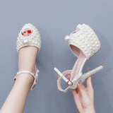 Cm High-Heeled Sandals Rice Pearl Fish Mouth High Heel Sandals Fine Heel Waterproof Table Bridal Wedding Dress