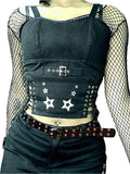 Women Tank Tops Summer Gothic Punk Style Casual Star Print Bandage Crop Tops for Streetwear Club