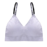 Women Seamless Gathering Bralette Push Up Bra Sexy Girls Letter Strap Bralette Wireless Brassiere Female Intimates