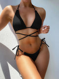 Zingj Single Dress 2023 Bikini Solid Color Sexy Bikini Ladies Split Dress Triangle Bikini