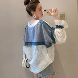 Spring Ladies Blouse Japanese Loose Sweet V-Neck Lace Patchwork Top Women Harajuku Flare Sleeve Chiffon Shirt