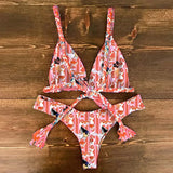Bikini Set Women Swimwear Push Up Swimsuit Top Solid Bottom Print Brazilian Biquini Bathing Suit Swim Wear
