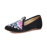 Zingj Shoes Single Shoes Embroidered Cloth Shoes One Foot Pedal, Embroidered Shoes Ethnic Wind Cloth Shoes Casual Women's