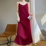 Acetate Silk Sling Dress Women Summer Loose Inside The Long Dress French Design Fairy Set Of