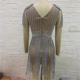 High Luxury Super Flash Water Drill So Sexy V-Neck Short Dress Ge-Dequet Party Party Party Dress Performance