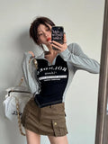 Y2k Vintage T Shirt Women Long Sleeve Skinny Print Graphic Tees Patchwork American Retro Tshirts Grunge Aesthetic