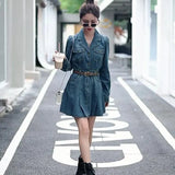 Zingj Hot Style Denim Dress Female 2024 Spring And Autumn New Small Fashion Temperament Slim Waist Short Skirt-Outfit