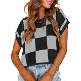 Summer Hat Sleeves Open Umbilical Short Sleeves Round Collar Knitting Board Lattice Sweater