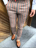 Autumn New Business Casual Striped Printed Pencil Pants For Men Mid Waist Long Pants Streetwear Fashion Men's Slim