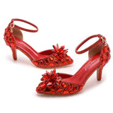 Cm Large-Size Sandals Fine Heel Head Crystal Glass High Heel Sandals Champagne Gold Banquet Dinner Women's