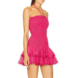 Spring 2025 New Fashion Temperament To Collect Waist Thin Bra Dress Tea Break High-End Heavy Industry Embroidery