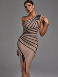 Shoulder Bandage Dress 2022 Women Bandage Dress Elegant Sexy Evening Party Dress High Quality Summer Birthday Club