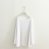 Autumn Korean Thin Summer Autumn Clothing Solid Color Casual Long Sleeve Soft Base T-shirt Womens Tops