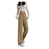 Zingj Figure Black Wide Leg Pants Female Autumn High Waist Down Narrow Version Small Thin Loose Blasuit Pants-Outfit