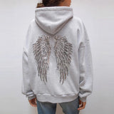 Burst Fashion Personality Wing Squins Pattern Hooded Loose Sweater Straight Trousers Trousers