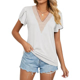 Elegant Hollow Out Blouse Fashion Summer Women Petal Short Sleeve Tops Women's Shirts 2023 Ladies Blouse Clothes