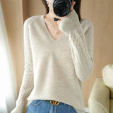 Zingj Out Makes Bottom Unlined Upper Garment Female Autumn Dong New Style Sweater Inside Jacket Long Sleeve Sets Foreign Style Slim V Gets Sweater Female-Outfit