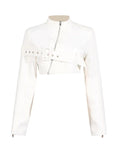 And Summer 2025 Fashion Personality Trend Wind Irregular Design Sense Belt Slim Slim Short Jacket