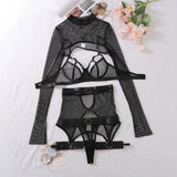 Black Fishnet Lingerie Set- Outfit