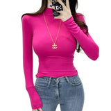 Summer Top Sexy T Shirt Women 2021 Elasticity T-Shirt Korean Style Woman Clothes Slim Tshirt Female Casual Long Sleeve