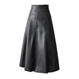 Leather Skirt Female 2025 Autumn / Winter New Large Pendulum Leather Skirt High Waist Long Skirt A Word Skirt Cover Crotch Show