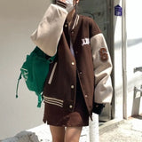 letters high quality simple baseball uniform womans jackets winter 2021 version loose lazy style korean coats