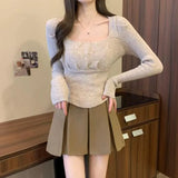 Babes V-Waisted 100-Folded Skirt Women 2025 New Ins Sexy Anti-Walking A-Word Bag Hip